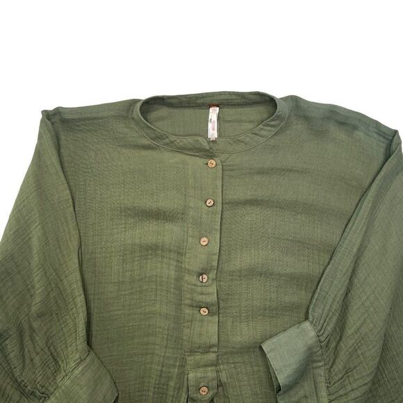 Free People Women's Olive Green Top - Picture 2 of 7